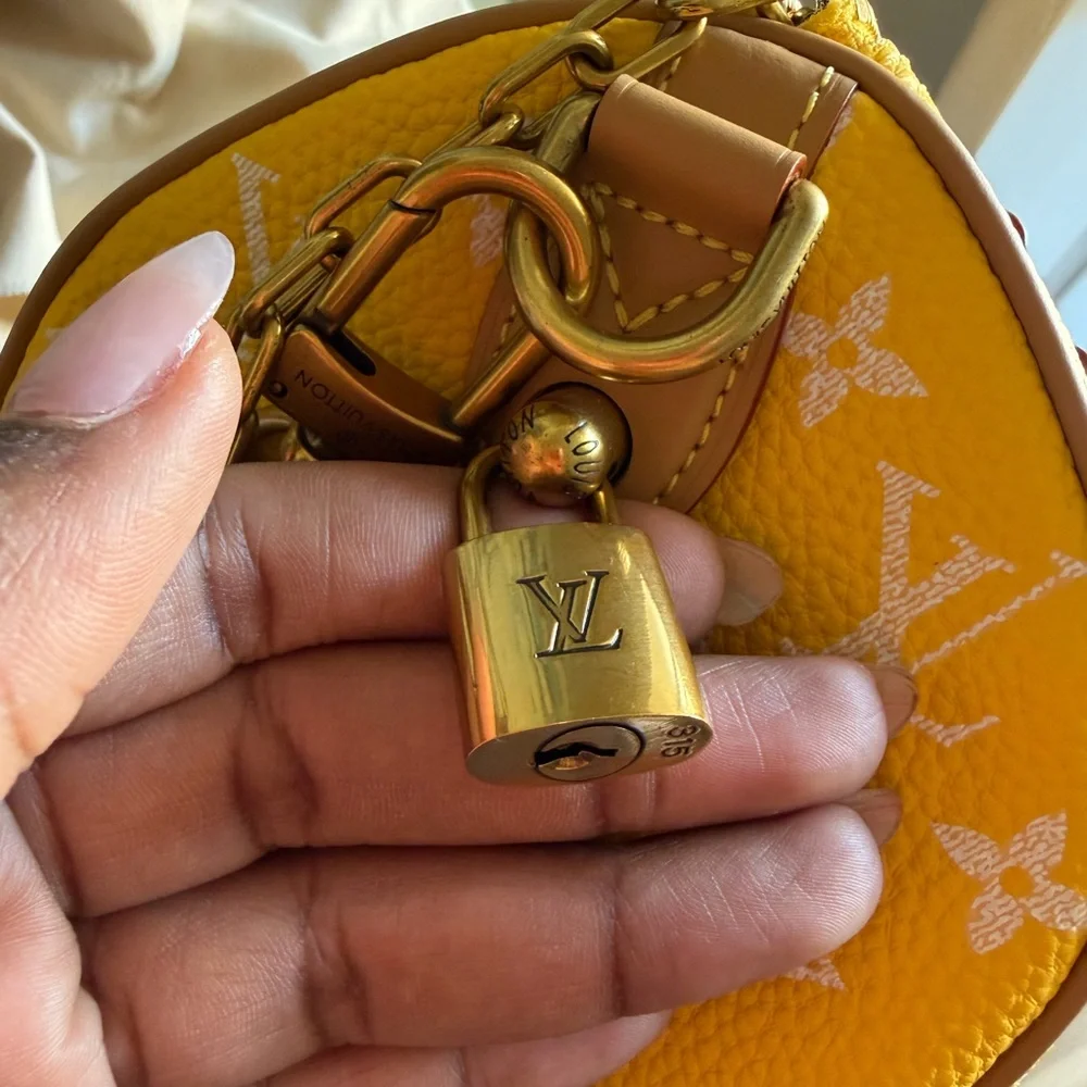 Louis Vuitton Yellow Monogram Mini Satchel with Natural Leather Trim - Picture 10 of 10